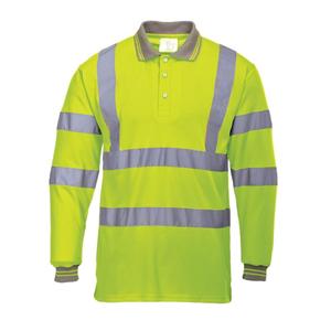 M Yellow WorkGlow® Hi-Vis LONG Sleeve Polo Shirts